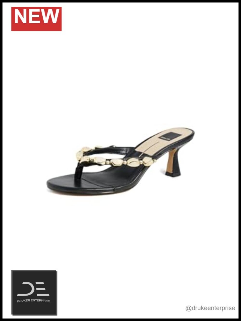 Kitten Heel Sandals - Slip On Thong Straps - Adjustable